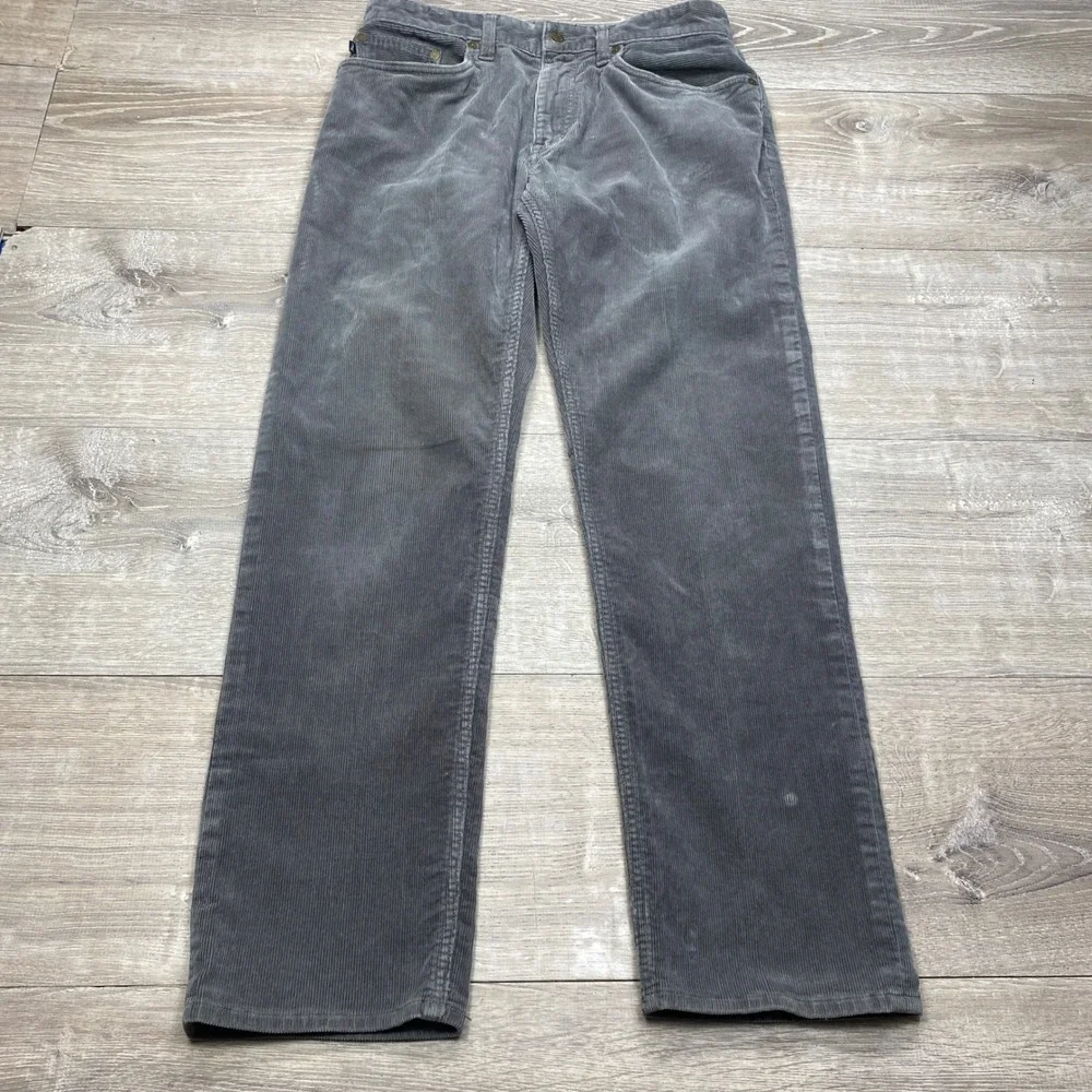 Polo Ralph Lauren Corduroy Pants Mens 30/30 Grey Straight Leg Stretch Casual